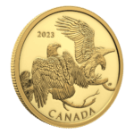 1 oz 2023 Striking Bald Eagle Gold Coin featuring two eagles on a pine bough