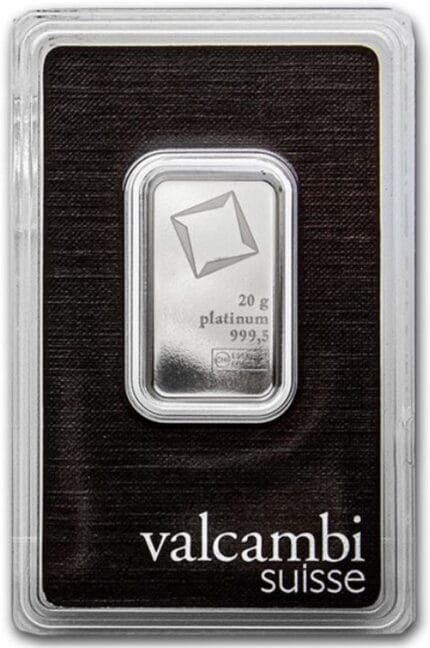 20g Valcambi Platinum Bar in assay card