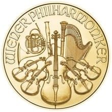 2025 Austrian Gold Philharmonic Coin featuring musical instruments