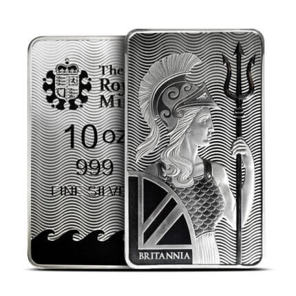 10 oz British Silver Britannia Bar featuring Britannia design