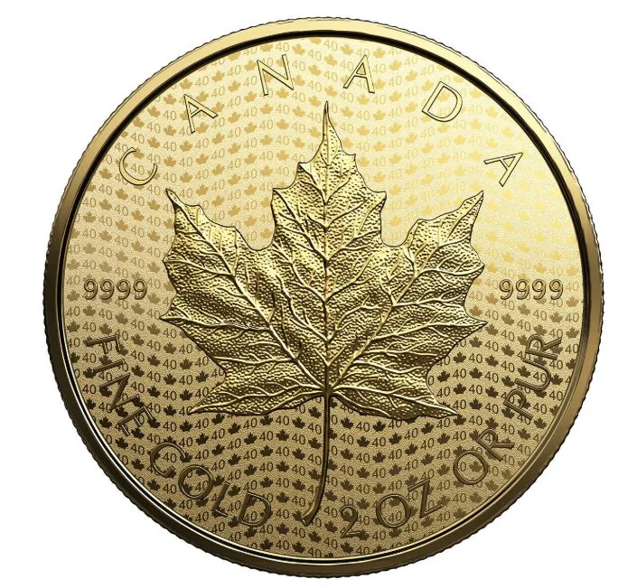 2019 $200 40th Anniversary Gold Maple Leaf pure gold coin obverseMaple Leaf pure gold coin obverse