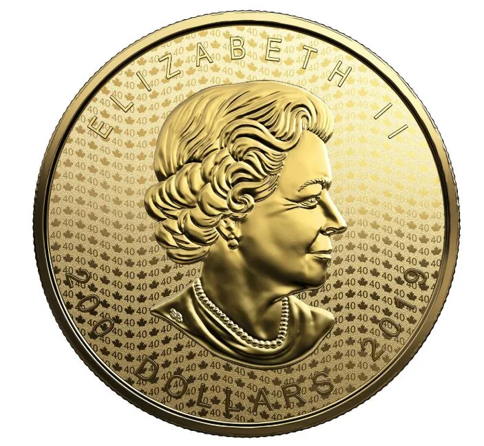 2019 $200 40th Anniversary Gold Maple Leaf pure gold coin obverse